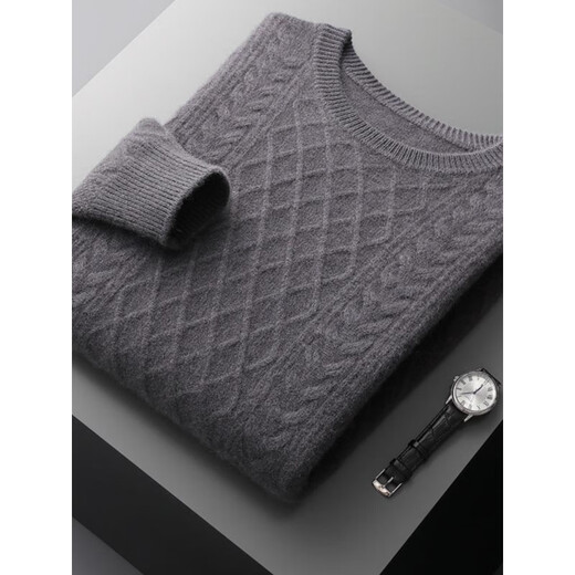 Business und lässige Strickjacke runden Nackenpullover-Pullover losen verdickter Jacquard-Strick-Basishemd Kaschmir weiß L 140-160jin [Jin gleich 0,5 kg]