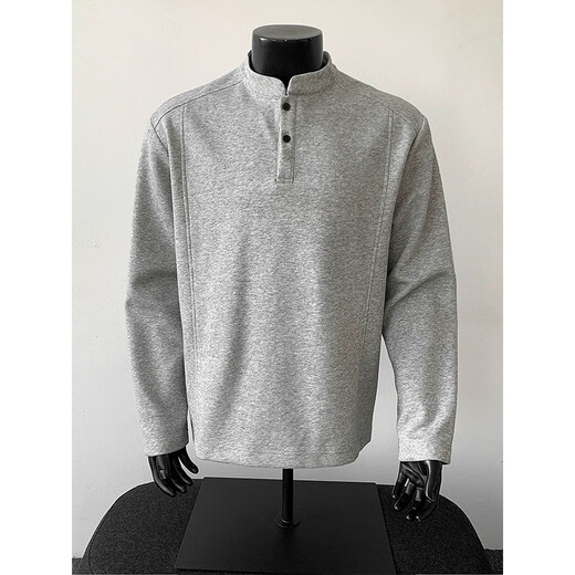 7 excellent products Henry collar sweatshirt men's autumn and winter trendy brand heavy bottoming polo shirt loose casual jacket top men BCYMG-T42 black M