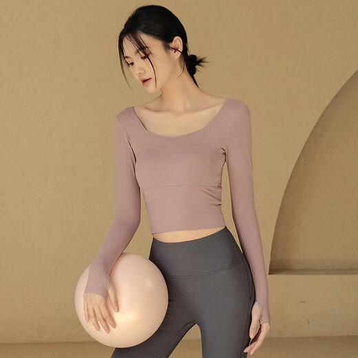 ACKDCS yoga clothing 2025 new autumn and winter long-sleeved Pilates top outer wear with chest pad sports quick-drying fitness clothing for women