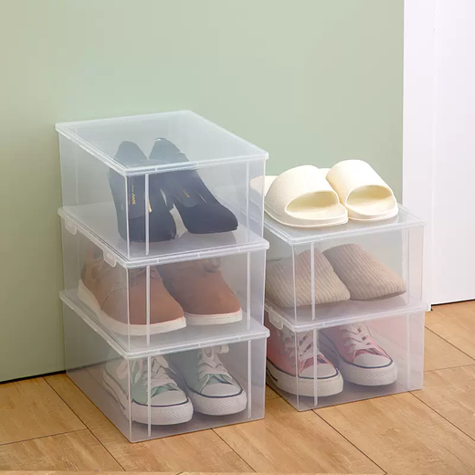 Yusenyi Thickened Shoe Box Flip Shoe Storage Folding Storage Box Simple Transparent Shoe Cabinet Plastic Shoe Rack Space-Saving Artifact 3 Pack (Transparent Visible Can Be Stacked for Storage)