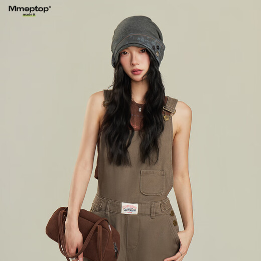 MMOPTOP Sombrero de pila de botones de arte japonés estilo retro baldío sombrero baotou teñido anudado para mujeres con una cara pequeña y un sombrero de lana de estilo frío