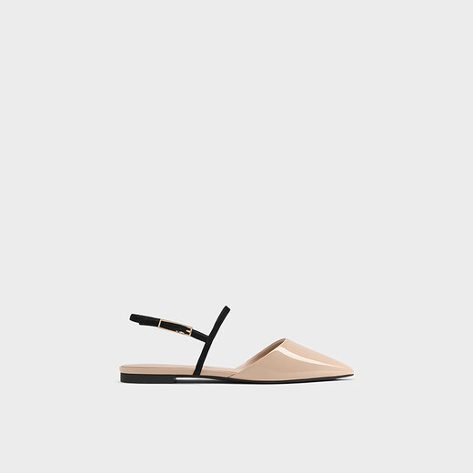 CHARLES&KEITH25冬季新品气质尖头平底扣饰凉鞋单鞋CK1-70580281 Nude肉色 35 （225）