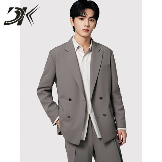 DK Brand Men's Suit Suit Men's Spring and Autumn Loose Handsome Suit Jacket Casual Engagement Wedding Dress Forest Black Jacket + Pants S