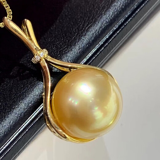 Lanlian quality foreign gold bead pendant round strong light rich gold pearl necklace 925 silver plated 18K gold diamond round beads straight