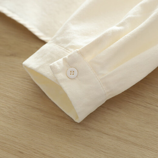 Yun Qiurong women's shirt cotton long-sleeved autumn and winter thick brushed versatile 2025 autumn new shirt pure cotton top fashionable off-white M 115-135Jin Jin equals 0.5 kg