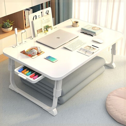 MPPMCK plegable mesa pequeña cama de cama para computadora portátil cama cama cama cama cama dormitorio sit sable mesa de estudio perla blanca + elevación de tres pilas 60x40-US 14066
