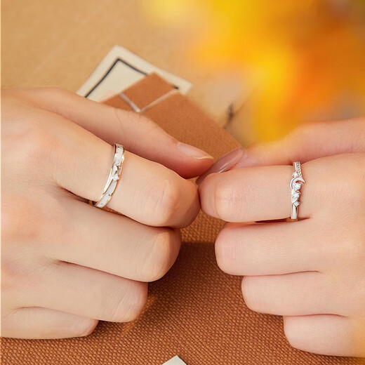 MZMZ platinum couple ring pt950 platinum knot engagement diamond ring matching ring Valentine's Day birthday gift for girlfriend when/next day delivery - light luxury - moonlight lovers ring