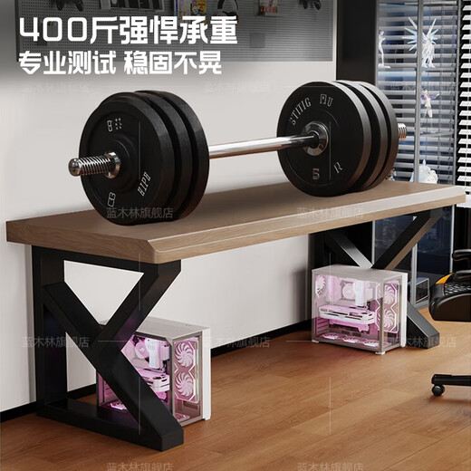 Blue Mulin Solid Wood Double Desktop Computer Desk Home Gaming Desk Learning Desk Writing Desk Simple Office Desk Workbench Upgraded Bull Power Strip - Solid Wood - Black Walnut K Leg 180*80*75cm