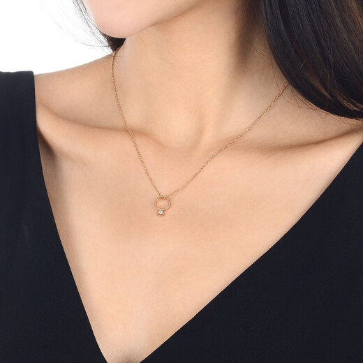 Chow Sang Sang 18K gold necklace rose gold necklace love secret Promise diamond ring necklace 89056U 47 cm