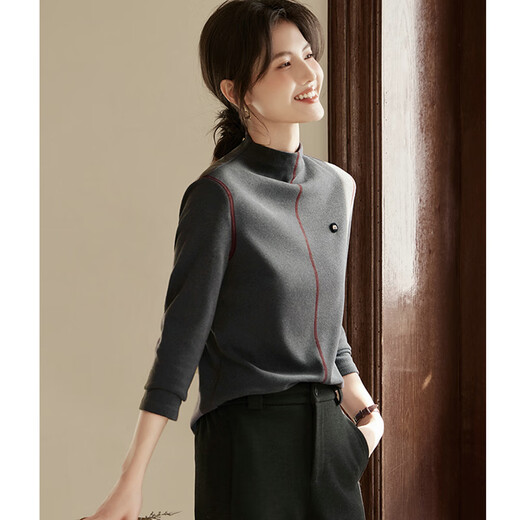 Shangjing velvet soft and comfortable inner style autumn and winter fashionable and versatile half turtleneck bottoming shirt for women