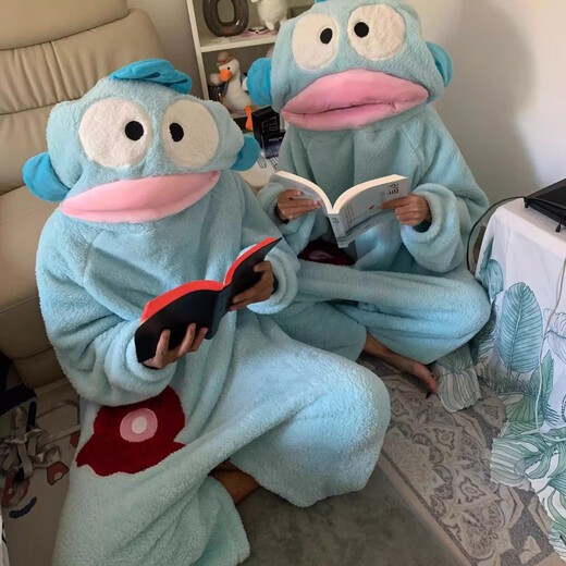 LZJV Clownfish One-piece Pajamas Teletubbies Autumn and Winter Sand Sculpture Funny Coral Velvet Home Clothes for Men and Women can be worn outside Hanton Clownfish One-piece Nightgown (single nightgown without shoes) M (100-120Jin Jin equals 0.5kg)