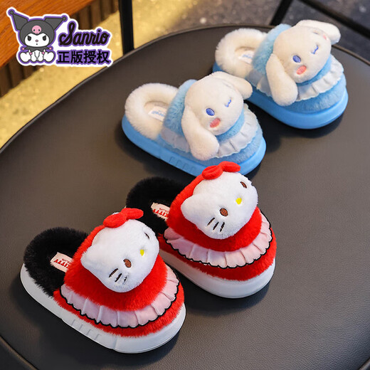 2025 new Sanrio winter girls' cotton slippers, warm and velvet Kuromi parent-child home children's cotton slippers, upgraded version of environmentally friendly material pink Melody slippers, size 12 36/37 (suitable for 35/36 feet)