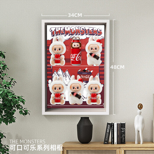 Suitable for Bubble Mart labubu Coca-Cola display box enamel blind box storage photo frame light luxury white - no light model Coca-Cola enamel series display box 34*48cm (not including figures)