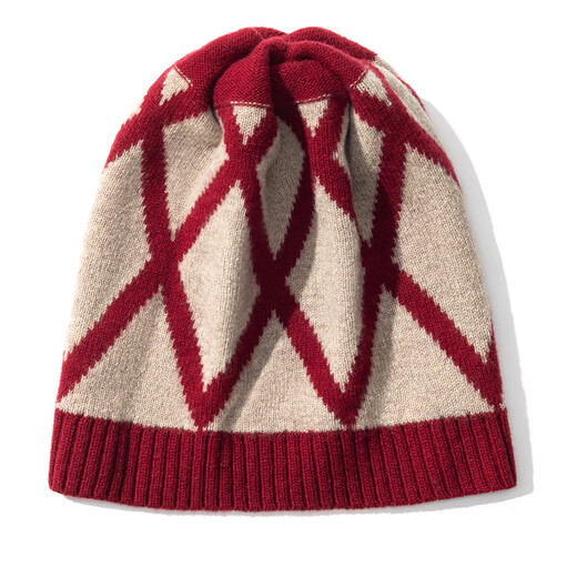 Da Vinci password pure wool knitted hat scarf dual-purpose autumn and winter 2025 new fashion scarf for women warmth to give girlfriend gift dark red 27cm*25cm