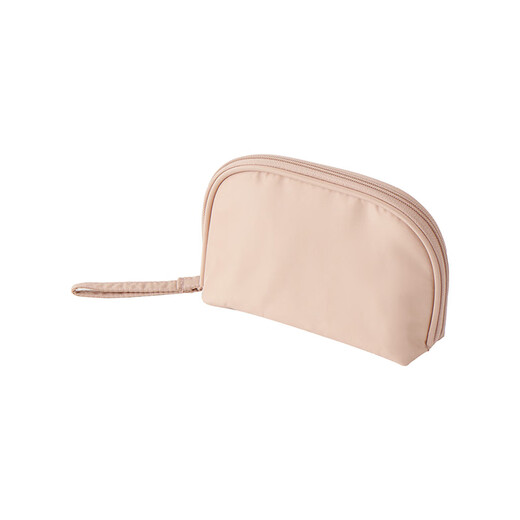 MUJI Cosmetic Bag Storage Bag Portable Toiletries Bag Storage Bag Home Travel Beauty Tool Set Wide Mouth/Length 13 Width 9 Thickness 4cm/Pink Beige 1 Count