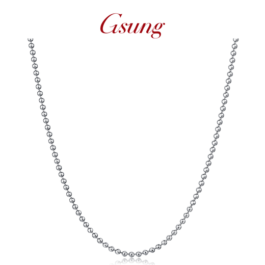GsunG platinum rotating bead necklace for women PT950 pure white gold round bead clavicle chain as a Chinese Valentine's Day gift for your girlfriend. Priced by gram. Contact before bidding.