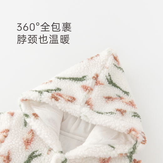 Guiqi Bear male and female baby lamb velvet warm jumpsuit for infants and young children to go out hooded clothing climbing clothes autumn and winter