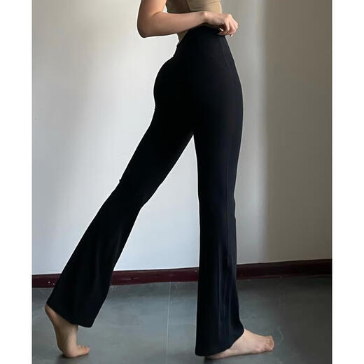 Underwear-free yoga micro-flare pants high-waisted belly-control butt-lifting Pilates pants anti-curling running charcoal gray L