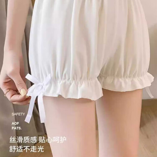 Jk safety pants women's pumpkin pants leggings anti-exposure summer thin student insurance shorts can be worn outside with skirts white new side bow L recommended 80-120Jin Jin equals 0.5 kg