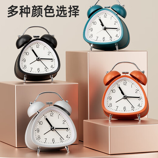 2025 New Metal Light Luxury Alarm Clock Student-Specific Silent Bedside Clock Children's Get-Up Artifact Bedroom Desk Clock Big Ring Lazy Alarm Clock with Light Sunshine Orange
