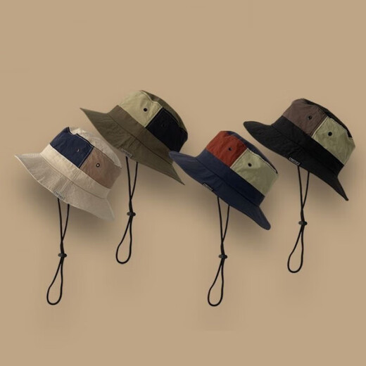 Outdoor color-blocked sun protection fisherman hat for men and women in summer quick-drying breathable sunshade hat hiking camping mountaineering fishing hat black one size