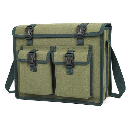 Pick-up cat canvas tool bag, thickened and wear-resistant, maintenance electrician bag, multi-functional storage bag, hardware labor protection construction site large bag, medium bag, non-fading A style double pocket large size length 45 width 14 height 35 for one day use 1