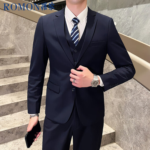Romon Suit Men's Business Shim Suit Men's Professional Formeal Wear Groom Marié Veste Black 5xl
