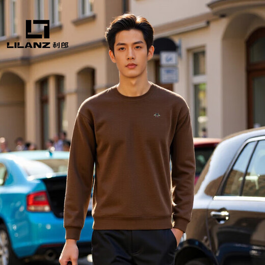 LILANZ official men's new style simple casual men's top round neck basic sweatshirt for men flagship official brown 3XL
