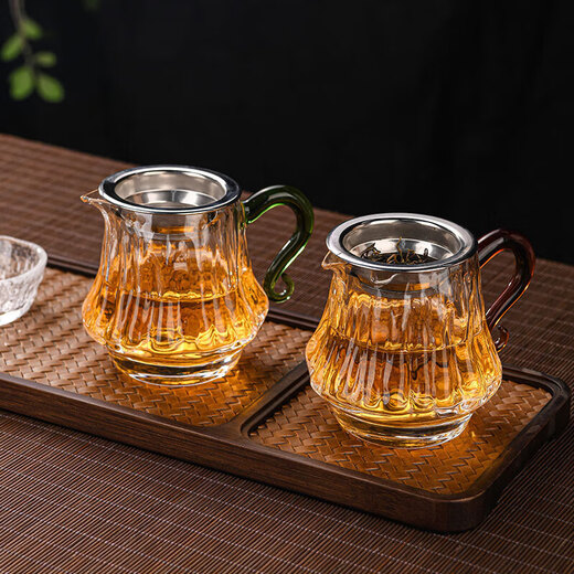 Glass Fair Cup High Temperature Resistant Tea Maker Teacup Petals Household Tea Sea 22171 Fair Cup Amber Handle *Without Tea Leak