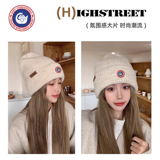 SCOTT GOOSE big head circumference woolen hat for women in autumn and winter, warm and face-friendly small hat, cold hat 2025 new cold-proof ear protection knitted hat, warm rice, one size