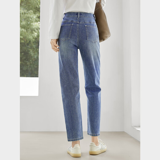 Dialog Einfache schlanke neun-Punkte-Jeans für Frauen 2025 Herbst neue kleine lässige Pendlerstifte Fußhose Denim Blue 27