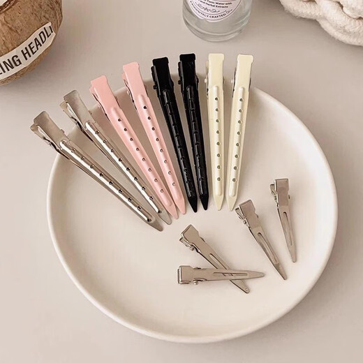 Welfare gun 10-piece set, fluffy hair root, traceless hairpin, makeup positioning, high skull duckbill clip headdress, main picture 2 pink + 2 black + 2 white + 2 silver + 2 small silver 10 pieces