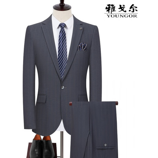 
CEO2005 new Yageo Men's Suit Set Wool Middle-aged Business Official Casual Suit Dress Jacket Men Dark Gray 3XL 190/100A