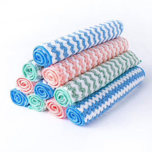 Rag, water-absorbent dishcloth, special kitchen towel that is stained with oil and does not shed easily, thickened table wiping cloth, 1 pack of 25*25, random colors