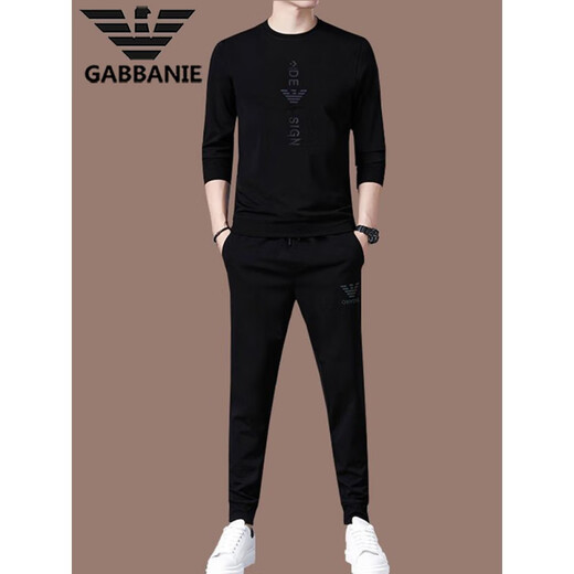 FALAMONE Armani counter men's mulberry silk casual sports two-piece suit for young and middle-aged people autumn and winter long-sleeved T-shirt high 8929-2 long sleeves + trousers S 165