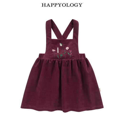 Happyology British children's autumn and winter clothing children's clothing cotton corduroy skirt girls embroidered suspender skirt
