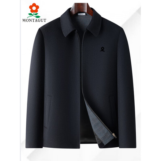 MONTAGUT French imported cashmere jacket men's autumn and winter high-end lapel leader cadres middle-aged and elderly dad's woolen jacket zipper (dark gray) M 170/88A (suitable for 100-120 Jin Jin equal to 0.5 kg)
