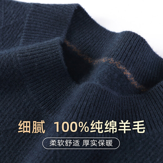 Antonio 100% sheep wool & jacquard ribbed half turtleneck men's thick warm casual pullover cardigan base sweater