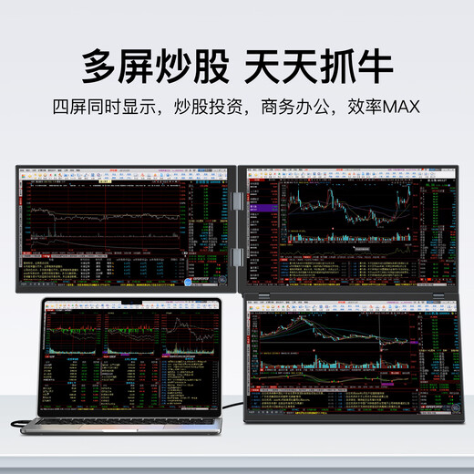 Zhilisheng portable all-in-one folding four-screen six-screen computer professional multi-screen stock trading special screen display stock trading futures financial trading equipment computer full set portable 16 four-screen (including permanent multi-screen software)