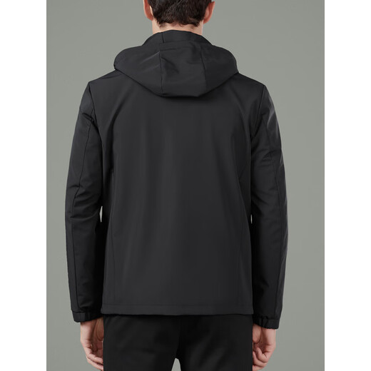 LiLang Fashion Men's Autumn Jacket with Detachable Hood for Young and Middle-aged Men's Casual Jacket Stand Collar Top Trendy Navy 5XL 200/112