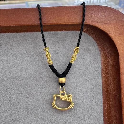 Chow Tai Fook gold ktm cat head bow pendant hellokitty necklace pure gold 999 gift for girlfriend's birthday Chinese Valentine's Day gift gold ktm pendant + free 925 necklace