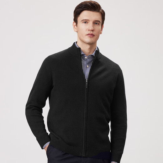 Shanshan heavyweight 530G 100% pure wool sweater, warm in winter, non-pilling, solid color knitted sweater jacket for men