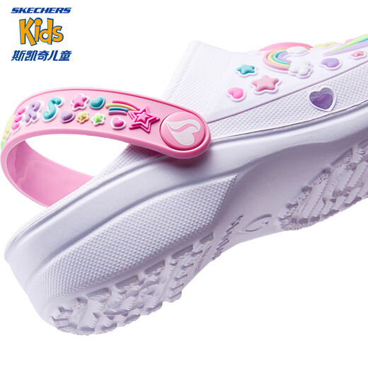 Skechers Skechers mall same style girls casual slip-on sneakers summer new flashing sandals 308406L white/multi-color/WMLT 36