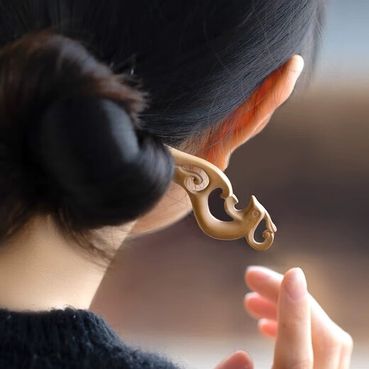 Chimera (CHIMERA) peach wood hairpin hand-carved antique costume updo cheongsam Hanfu headdress girl birthday gift