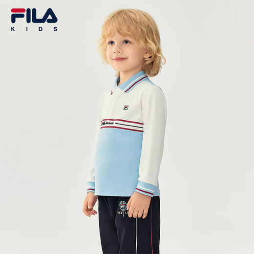 FILA children's clothing long-sleeved T-shirt 2025 winter new style boys and girls long-sleeved POLO collar top innocent blue-LB 130