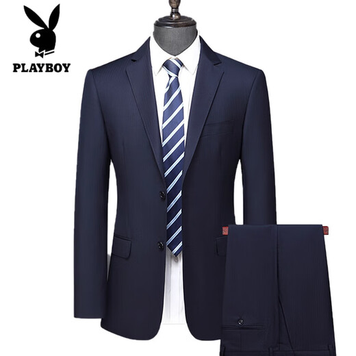 Playboy (PLAYBOY) Worsted Wool Suit Men's High-end Business Middle-aged Men's Formal Wear Dad's Suit Wedding Suit 100% Wool Black MY1002 Style M 170 Size Recommended 100Jin Jin is equal to 0.5kg -125Jin Jin is equal to 0.5kg