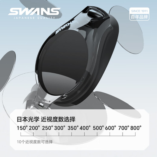 SWANS swimming goggles Japan imported waterproof and anti-fog high-definition myopia swimming goggles large frame adult diving professional black 500