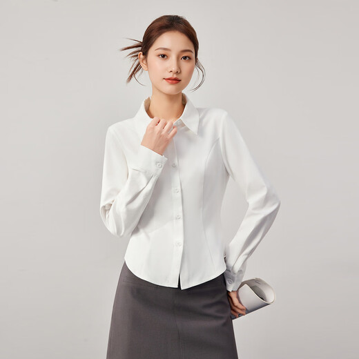 IEF/Aiyifu 2025 Autumn New Korean Style Simple Solid Color Basic Commuting Temperament Versatile Shirt Top Blue L