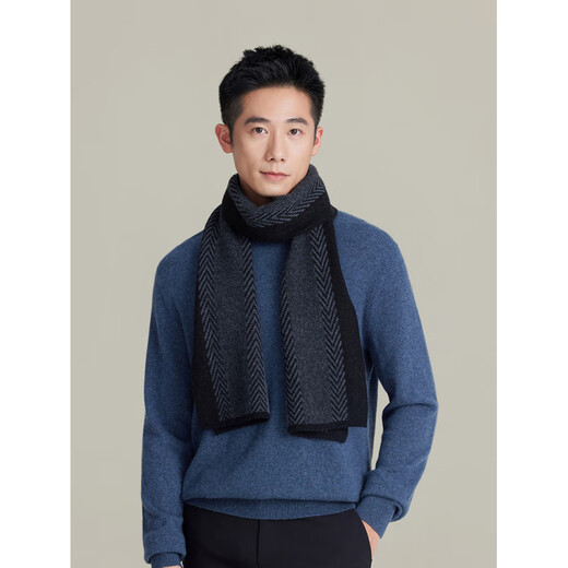 Shanghai Story New Product Autumn and Winter New Scarf Men's Wool Knitted Warm Thickened Scarf Elderly Gift Box Gentleman Style-Light Brown