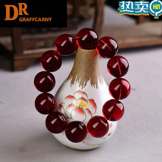 DR GRAFFCARNY7A grade amber blood amber bracelet blood amber round bead single circle bracelet for men and women amber beeswax blood amber bracelet blood amber 14MM